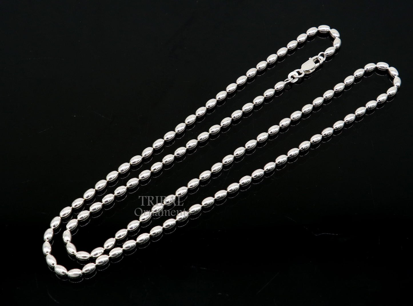 3MM 925 sterling silver handmade delicate trendy fancy beaded chain necklace baht chain for captivating beauty and graceful movement CH220 - TRIBAL ORNAMENTS