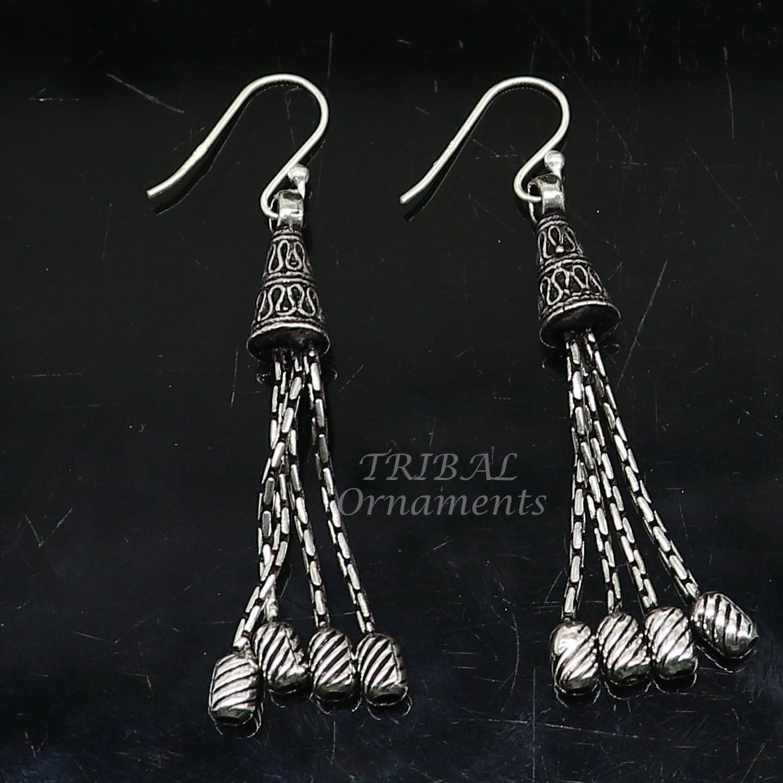 925 sterling silver handmade fabulous hoops earring with gorgeous hanging drops, customized large earring personalized gift s1141 - TRIBAL ORNAMENTS