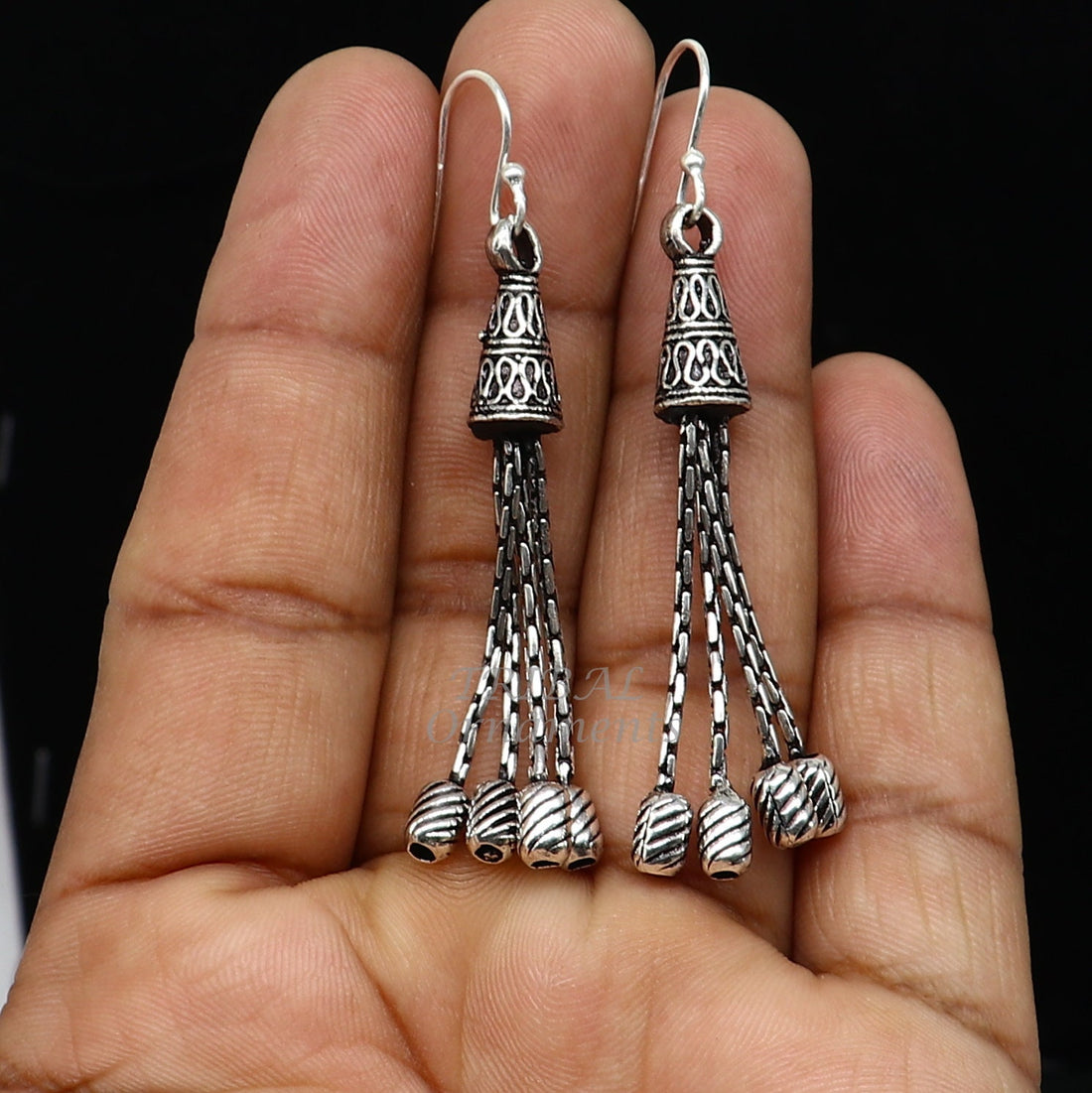 925 sterling silver handmade fabulous hoops earring with gorgeous hanging drops, customized large earring personalized gift s1141 - TRIBAL ORNAMENTS