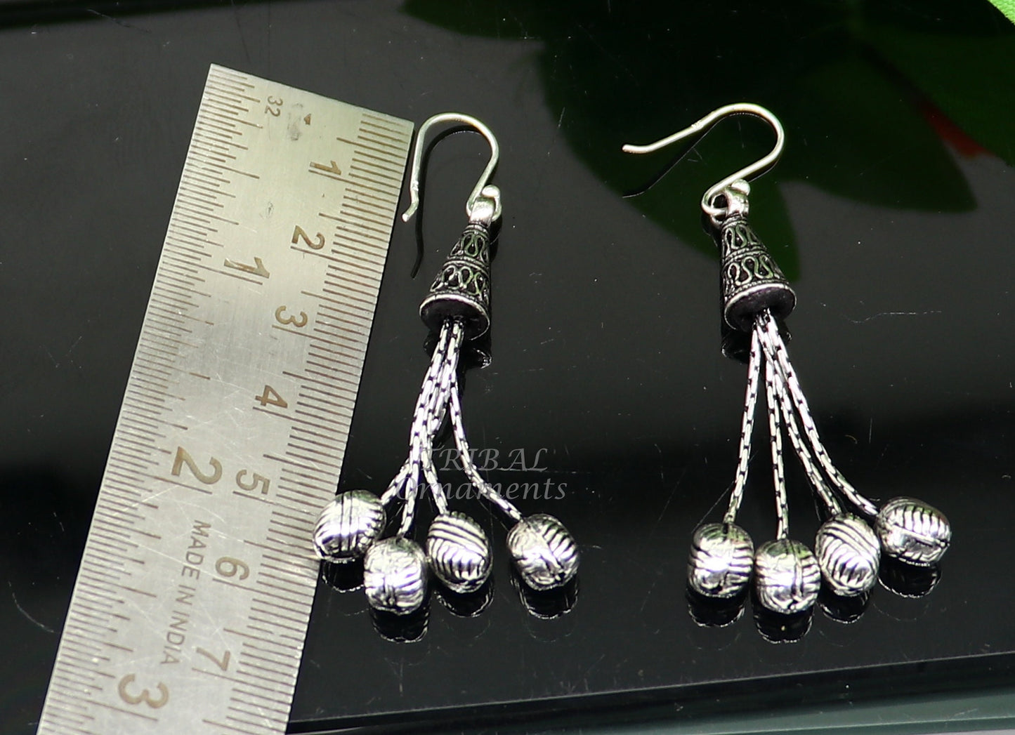 925 sterling silver handmade fabulous hoops earring with gorgeous hanging drops, customized large earring personalized gift s1142 - TRIBAL ORNAMENTS