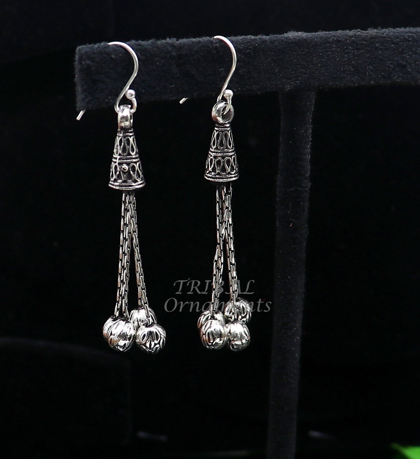 Exclusive 925 sterling silver handmade fabulous Drop dangling hoops earring, trendy stylish long earring personalized wedding gift s1143 - TRIBAL ORNAMENTS