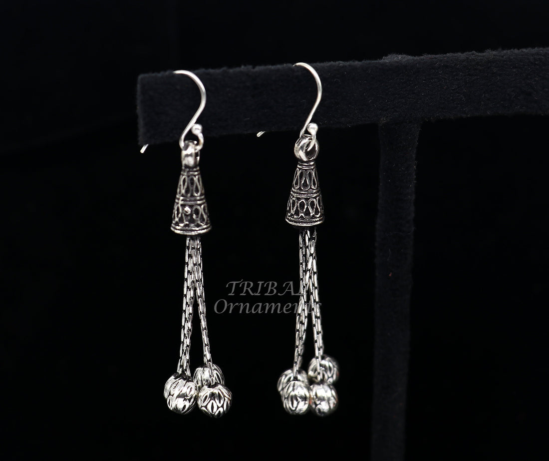 Exclusive 925 sterling silver handmade fabulous Drop dangling hoops earring, trendy stylish long earring personalized wedding gift s1143 - TRIBAL ORNAMENTS