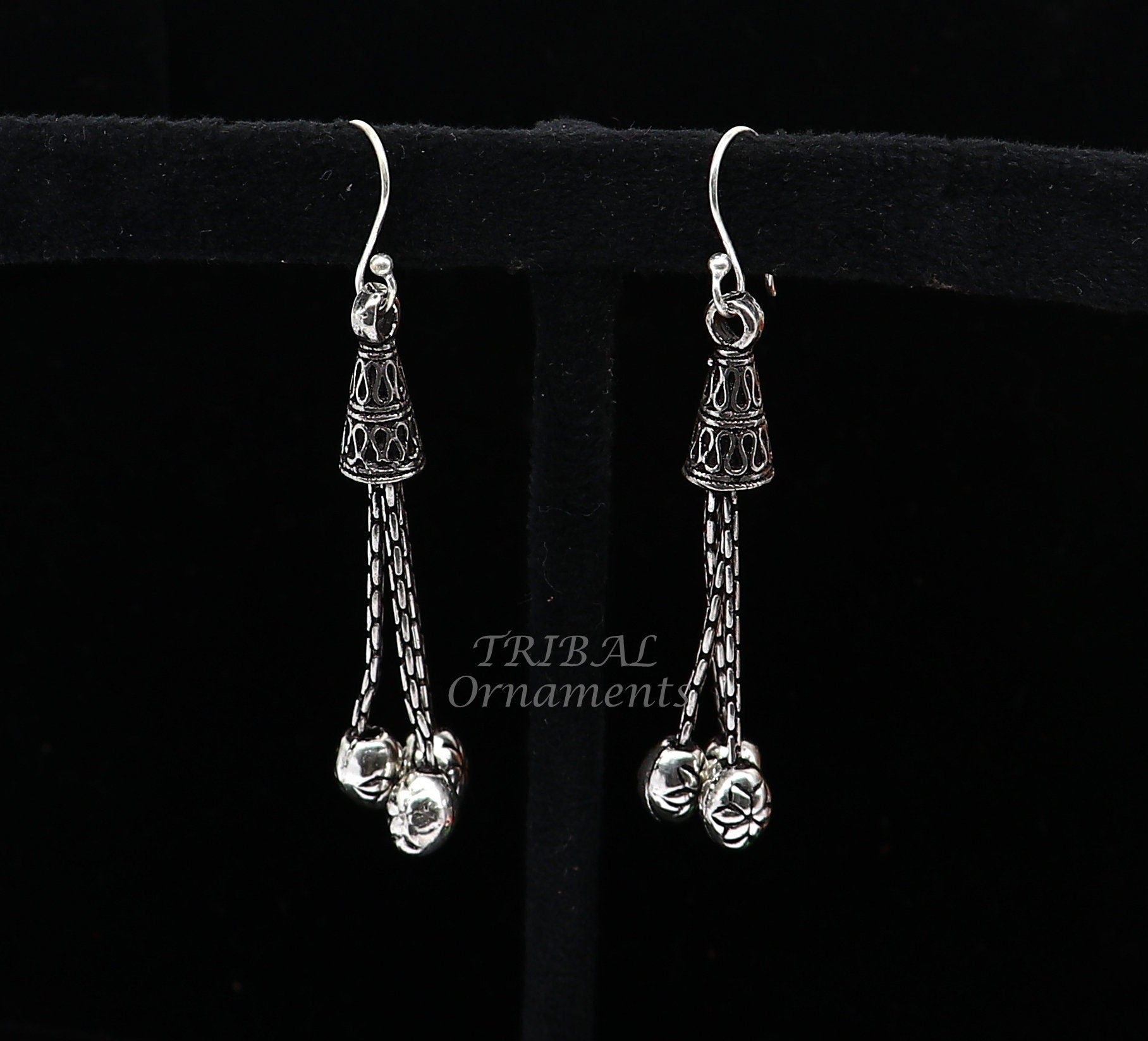 Exclusive 925 sterling silver handmade fabulous Drop dangling hoops earring, trendy stylish long earring personalized wedding gift s1144 - TRIBAL ORNAMENTS