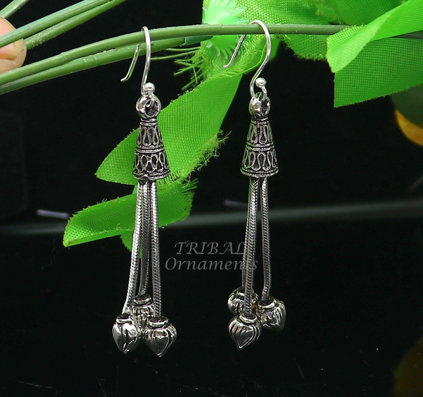 Modern 925 sterling silver handmade fabulous Drop dangling hoops earring, trendy stylish long earring personalized wedding gift s1145 - TRIBAL ORNAMENTS