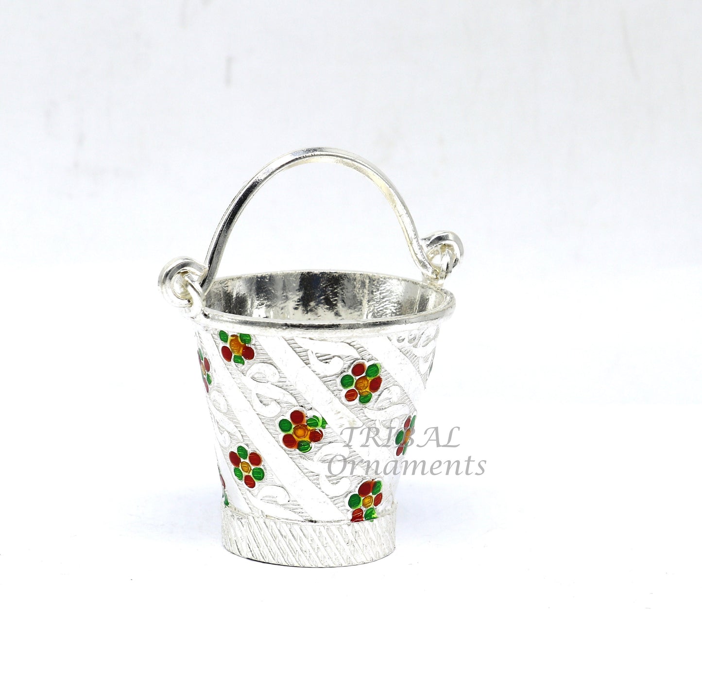 925 sterling silver new trendy Holi special Laddu Gopala colorful water Pichkari and Bucket best gift to Lord Krishna accessories su1010 - TRIBAL ORNAMENTS