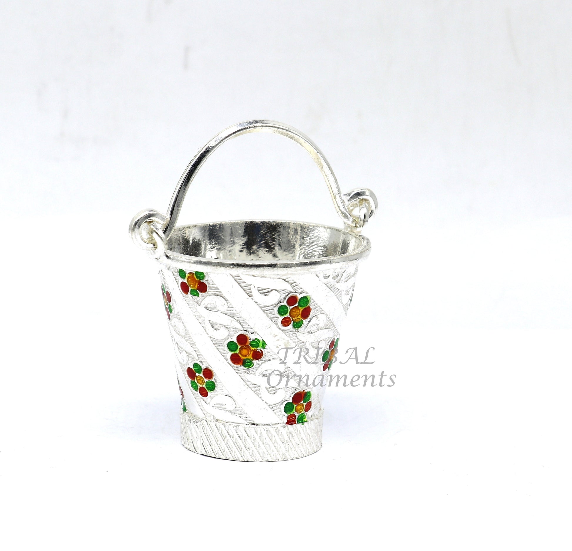 925 sterling silver new trendy Holi special Laddu Gopala colorful water Pichkari and Bucket best gift to Lord Krishna accessories su1010 - TRIBAL ORNAMENTS