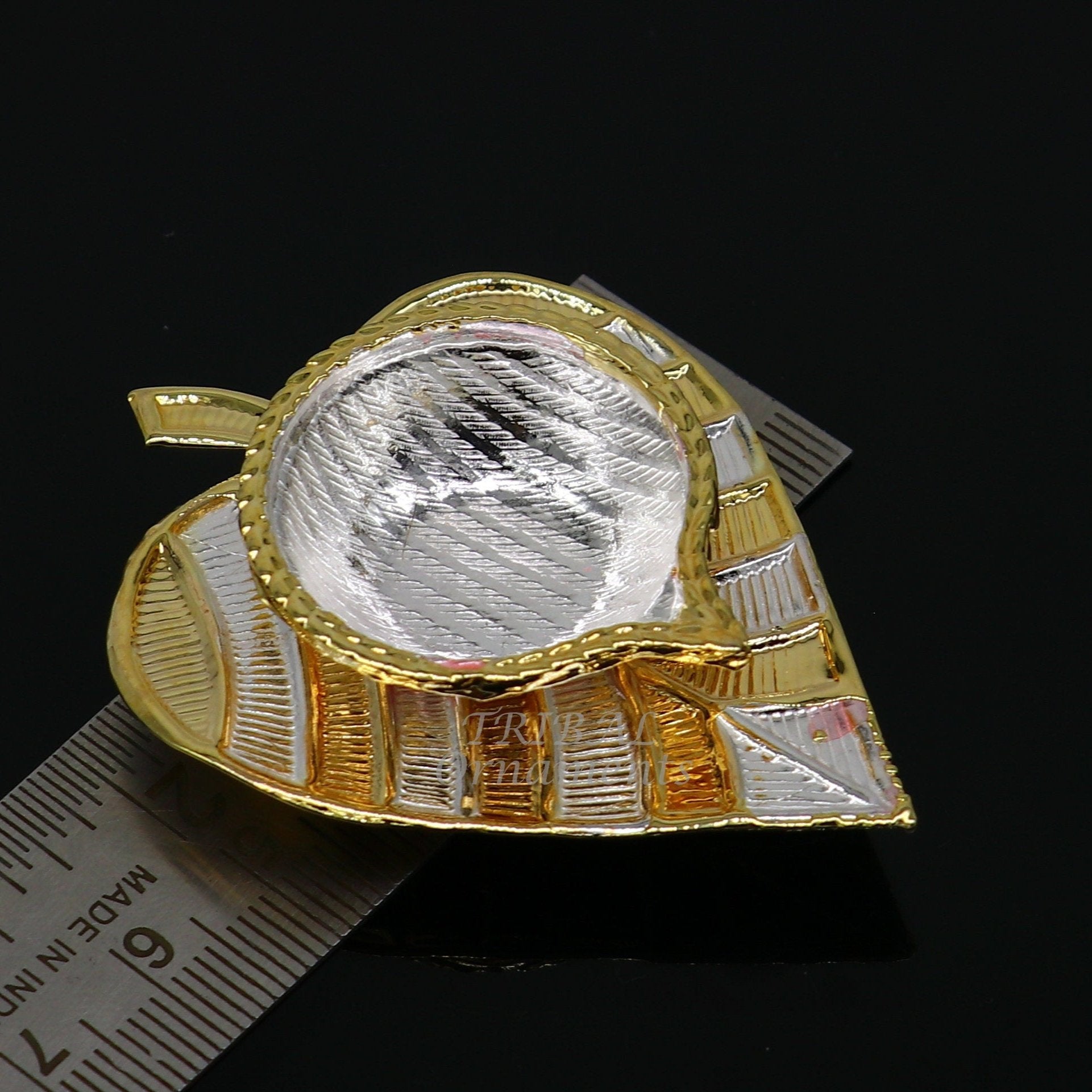 925 sterling silver Vintage style handmade oil lamp on betel leaf, silver Deepak Diya puja silver art decorative lamp art su1014 - TRIBAL ORNAMENTS