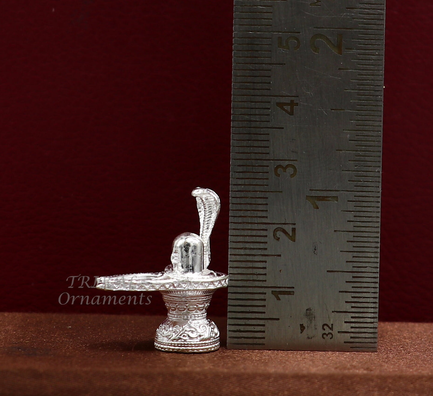 1" 925 sterling silver handmade small solid Lord Shiva lingam stand, silver Shivling puja article, for wealth and prosperity art594 - TRIBAL ORNAMENTS