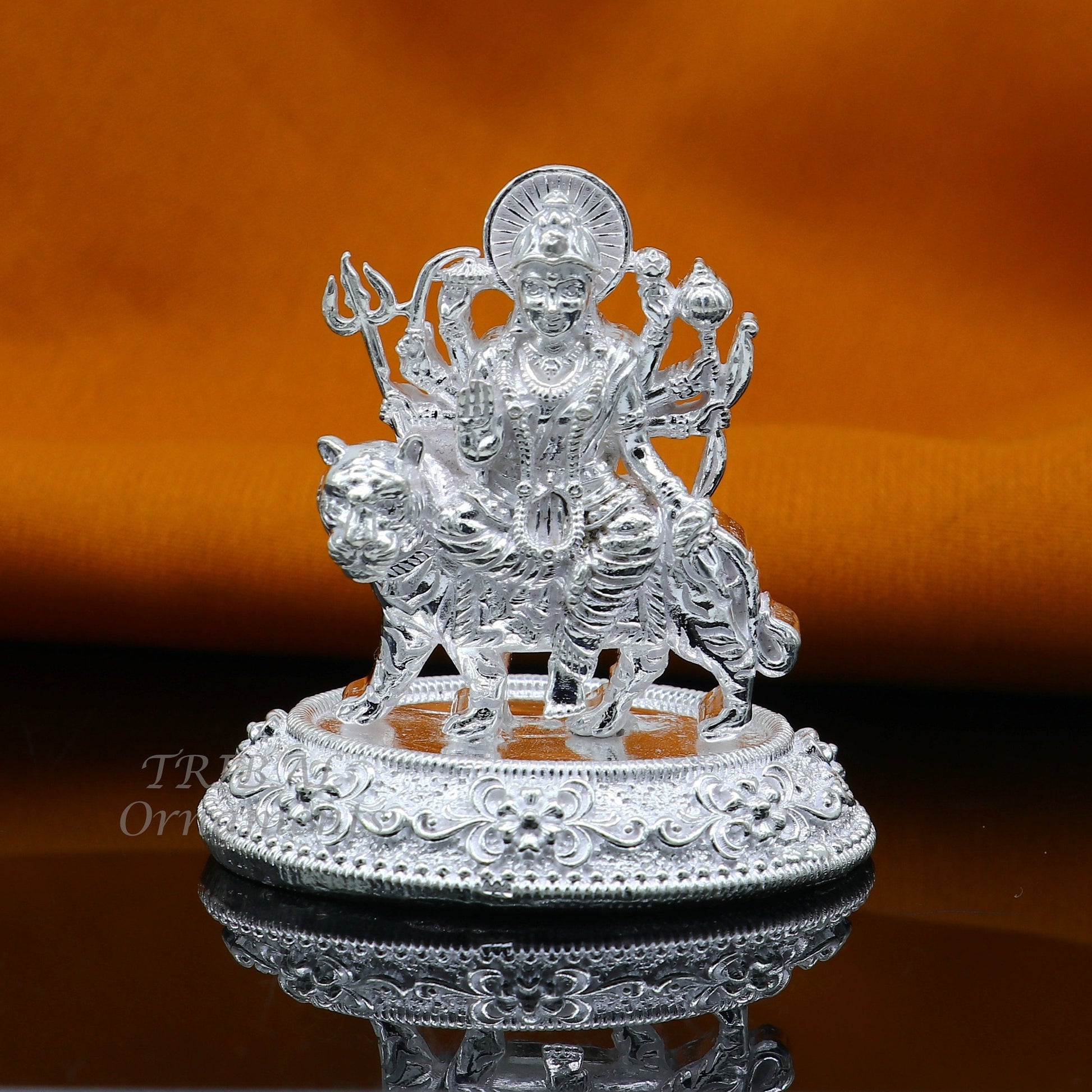 925 Sterling silver Goddess durga/bhawani vaishno devi maa Pooja statue figurine home temple puja statue sculpture amazing gifting Art643 - TRIBAL ORNAMENTS