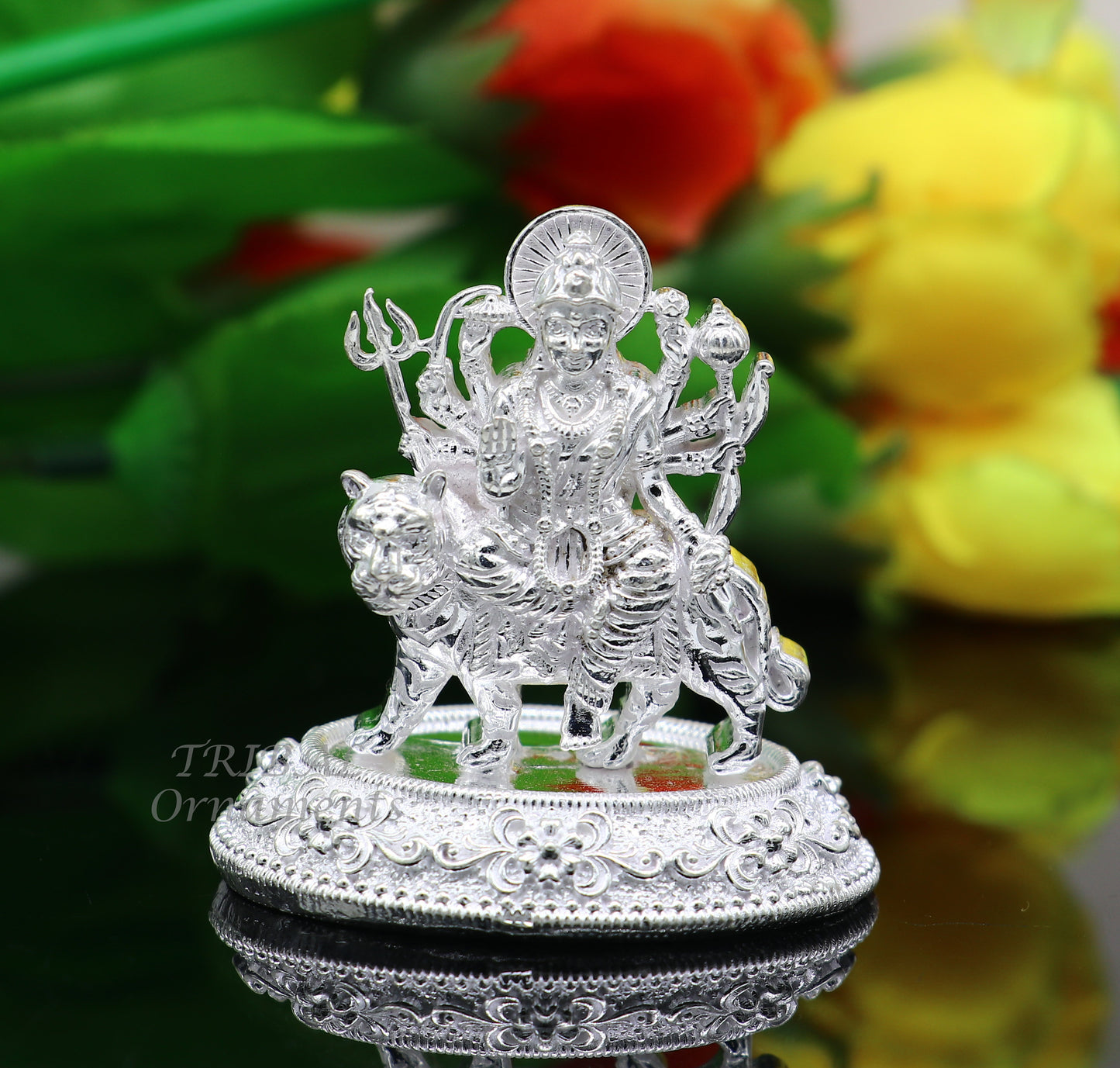 925 Sterling silver Goddess durga/bhawani vaishno devi maa Pooja statue figurine home temple puja statue sculpture amazing gifting Art643 - TRIBAL ORNAMENTS