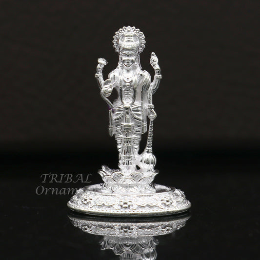1.2" Standing lord Narayana or lord Vishnu 925 sterling silver statue figurine, Vishnu Murti , amazing  puja worshipping figurine art596 - TRIBAL ORNAMENTS