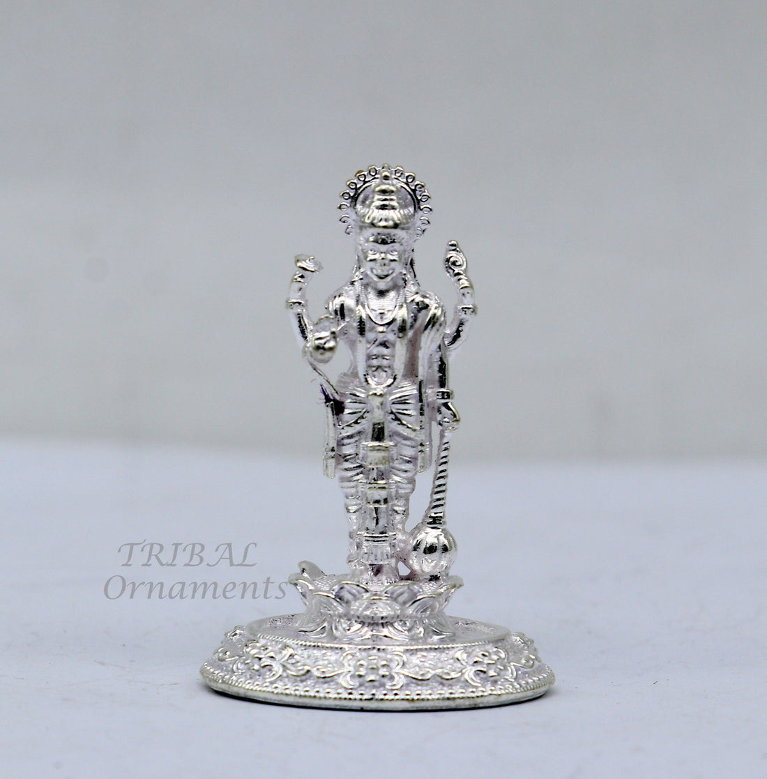 1.2" Standing lord Narayana or lord Vishnu 925 sterling silver statue figurine, Vishnu Murti , amazing  puja worshipping figurine art596 - TRIBAL ORNAMENTS