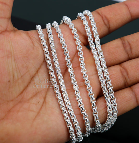 4mm 925 sterling silver handmade amazing stylish delicate solid Rolo high quality chains necklace, best gifting unisex necklace chain ch222 - TRIBAL ORNAMENTS