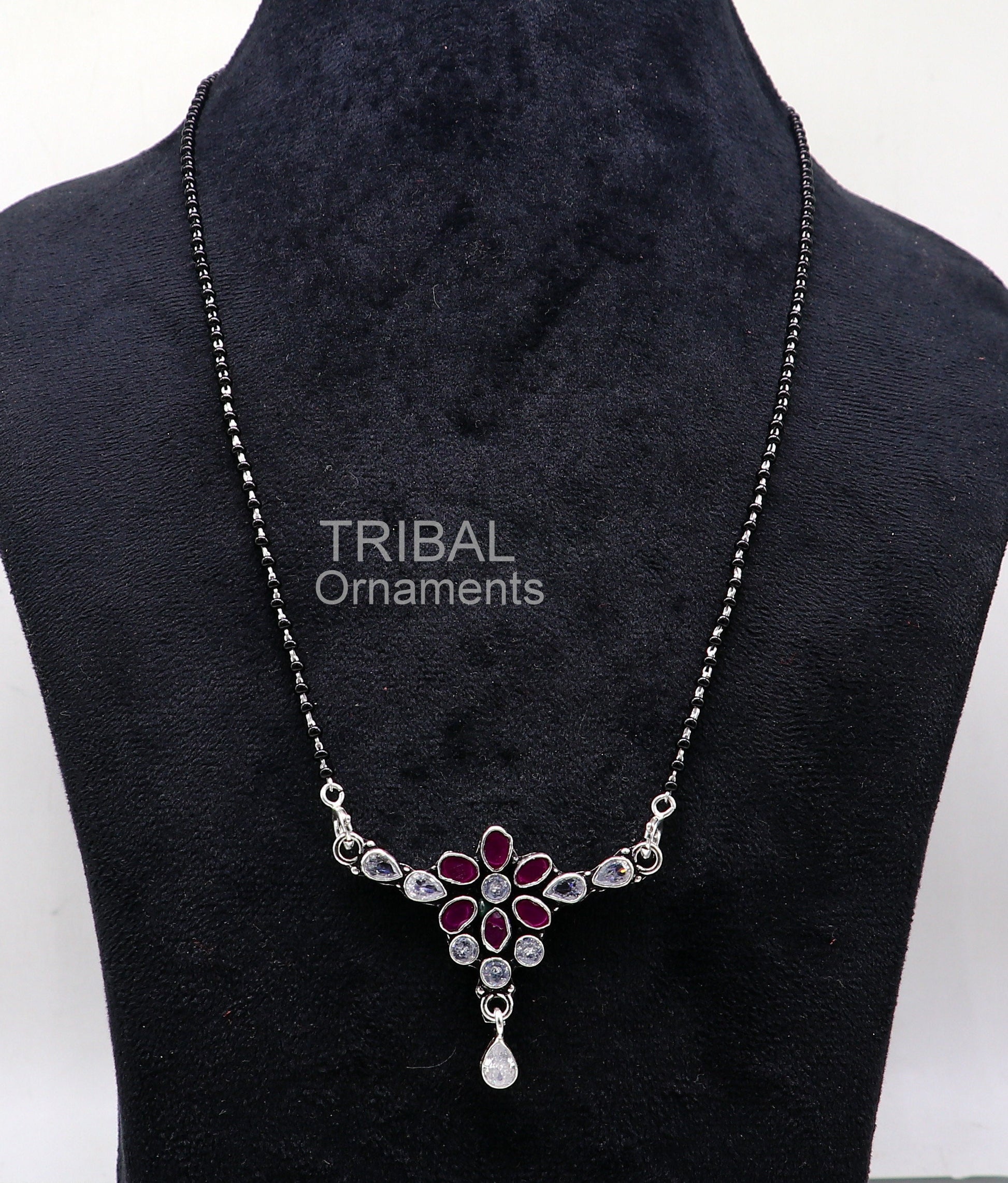 Cultural trendy style 925 sterling silver black beads mangal sutra necklace daily use brides Mangalsutra chunky necklace Mangal Sutra ms28 - TRIBAL ORNAMENTS