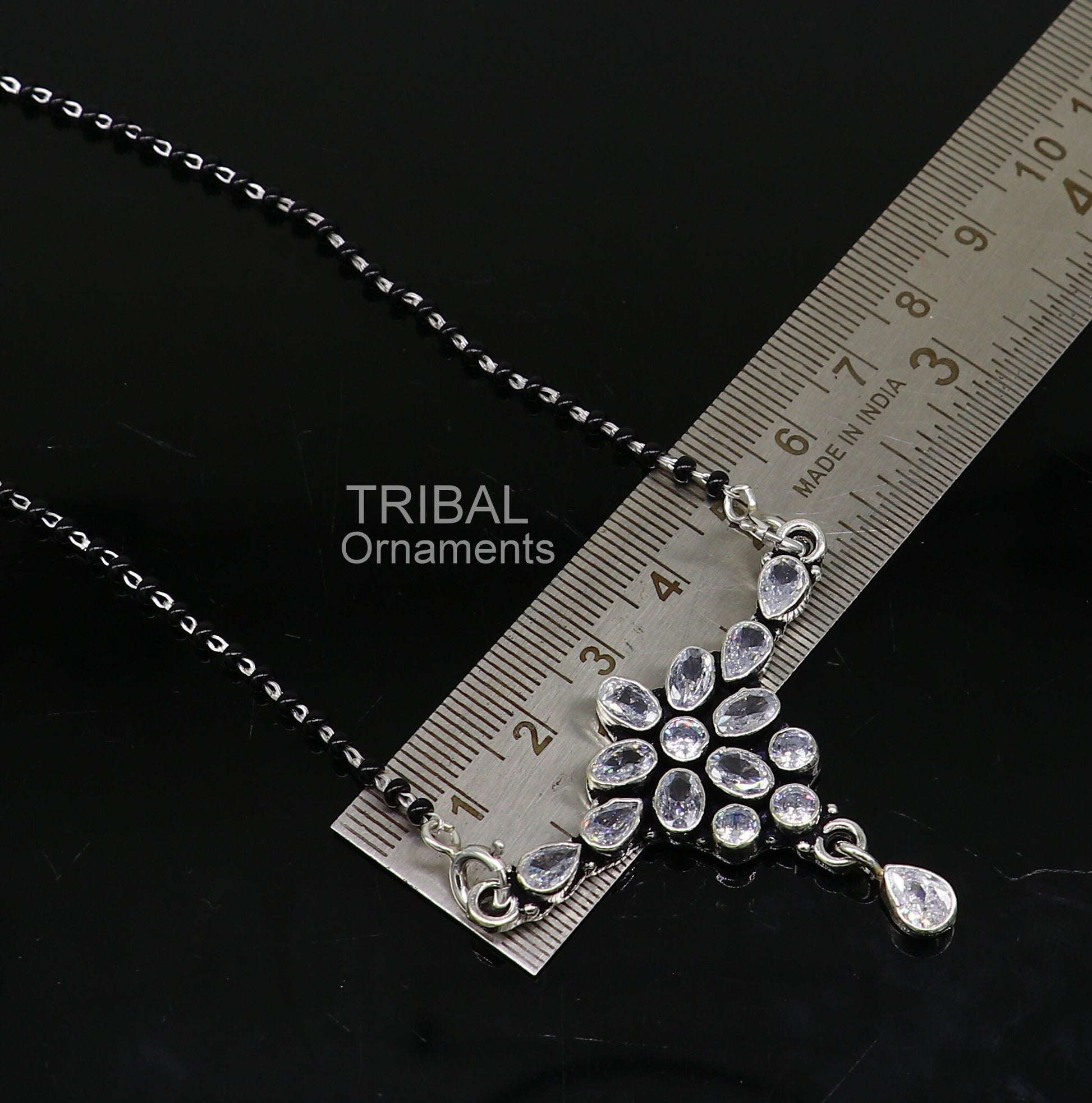 Cultural trendy style 925 sterling silver black beads mangal sutra necklace daily use brides Mangalsutra chunky necklace Mangal Sutra ms29 - TRIBAL ORNAMENTS