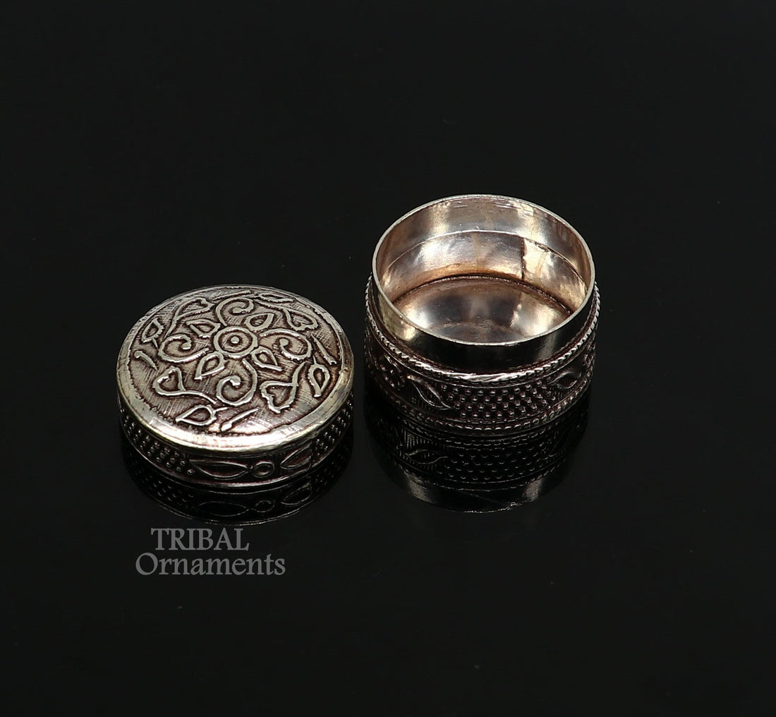 Fabulous 925 sterling  silver handmade trinket box, eye kajal box, container box, kumkum box, sindur box, best brides gift stb740 - TRIBAL ORNAMENTS