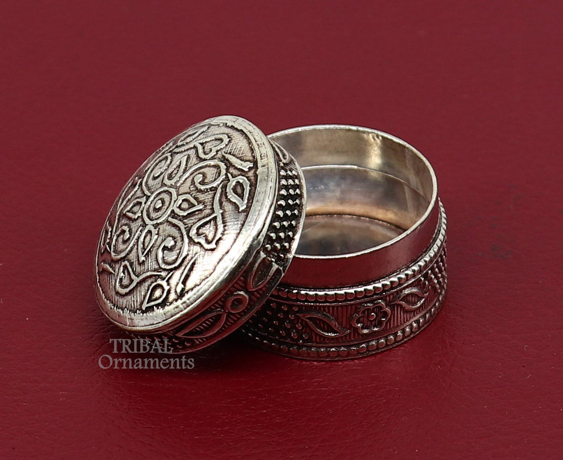 Fabulous 925 sterling  silver handmade trinket box, eye kajal box, container box, kumkum box, sindur box, best brides gift stb740 - TRIBAL ORNAMENTS