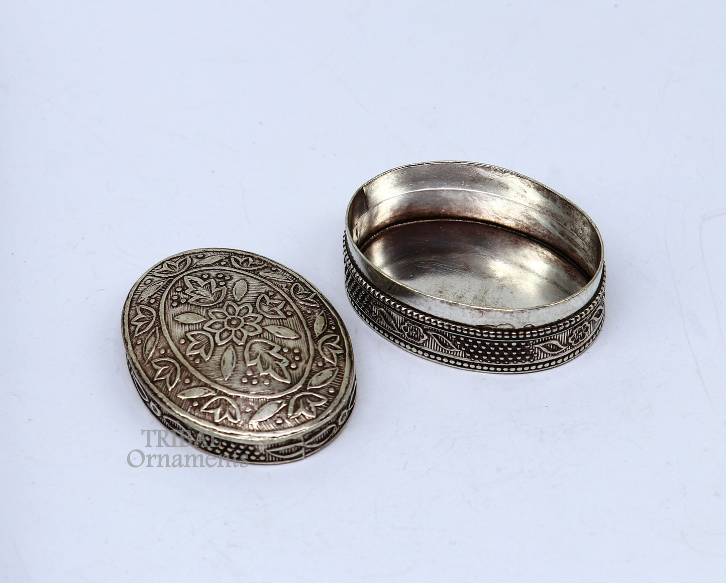 Exclusive small bridal  kajal box 925 sterling silver trinket box, container box, small jewelry box, Vermilion bridal art gifting stb743 - TRIBAL ORNAMENTS