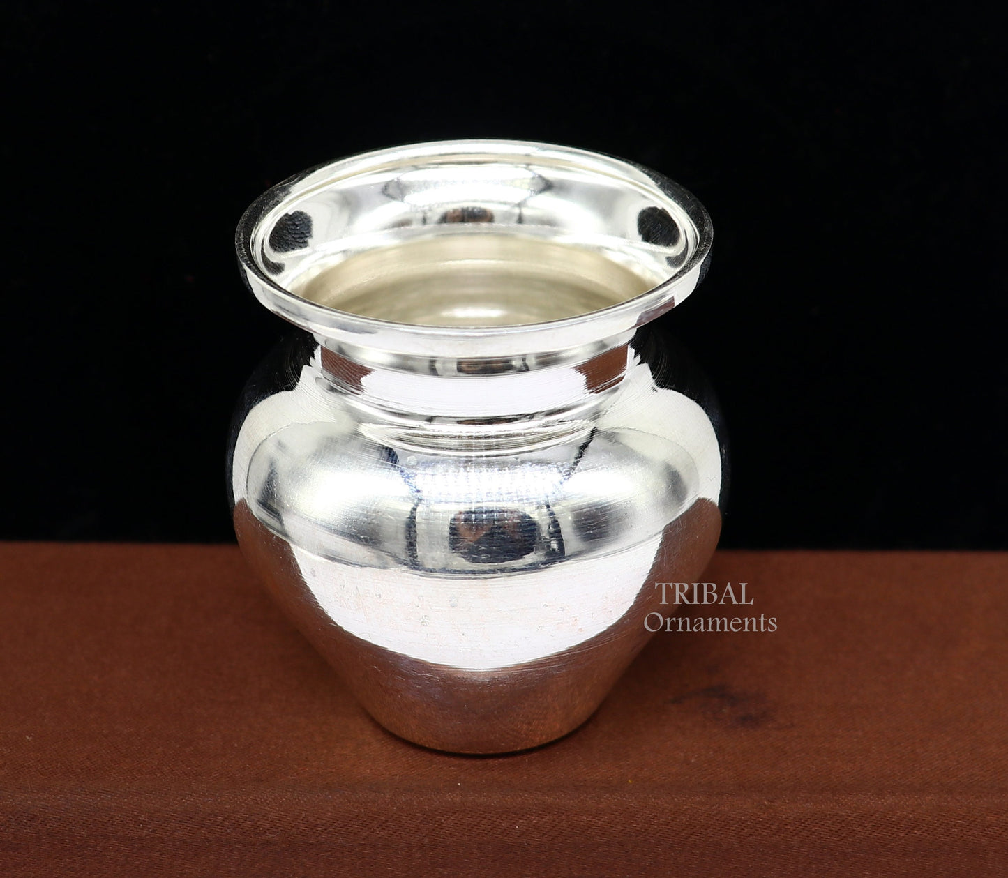 Pure 925 sterling silver handmade plain small Kalash or pot, unique special silver puja article, water or milk kalash pot india su1020 - TRIBAL ORNAMENTS