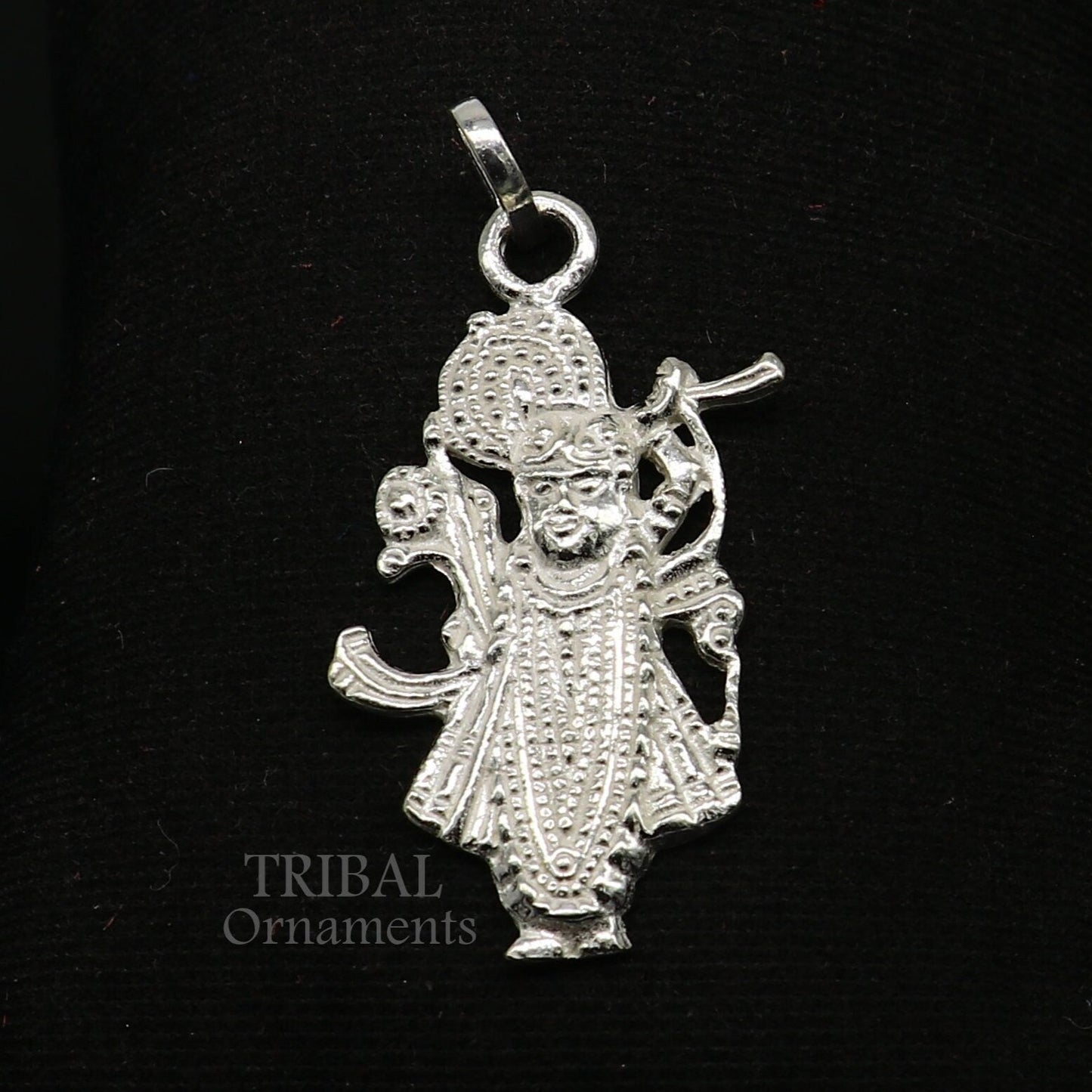 925 sterling silver vintage Antique stylish Hindu idol Krishna shrinath ji Pendant, amazing design stunning pendant gifting jewelry nsp564 - TRIBAL ORNAMENTS