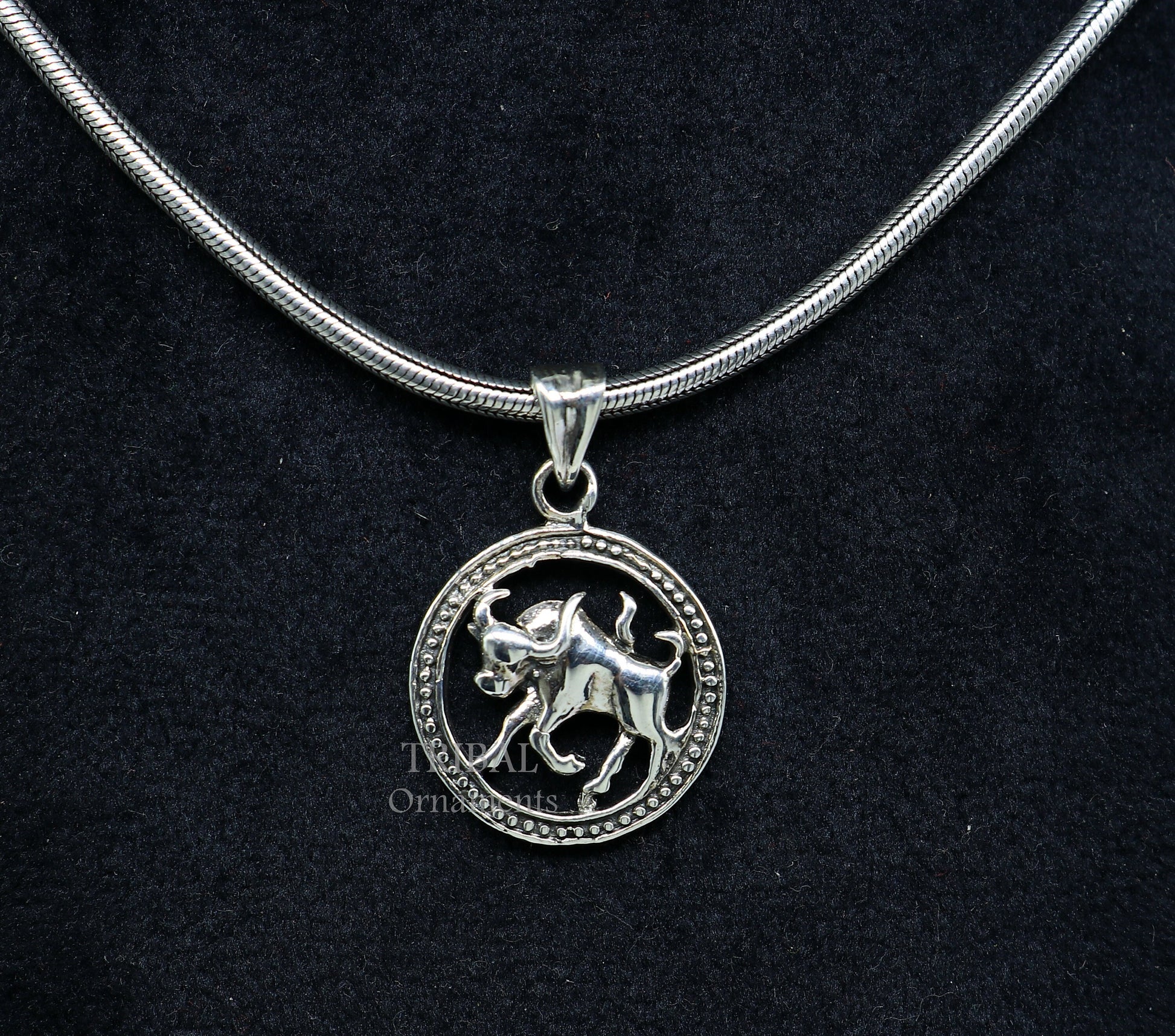 925 sterling silver unique horoscope zodiac Taurus sign/ symbol pendant unique Vrishbh Rashi symbol pendant best ethnic jewelry nsp573 - TRIBAL ORNAMENTS