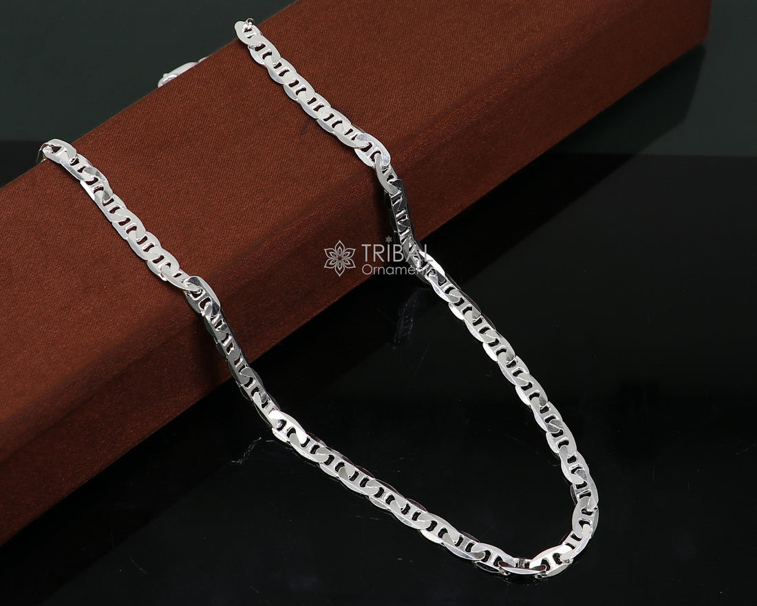 20" 3.5 MM 925 sterling silver handmade solid fancy stylish silver chain necklace Nawabi chain best gifting jewelry from India ch229 - TRIBAL ORNAMENTS