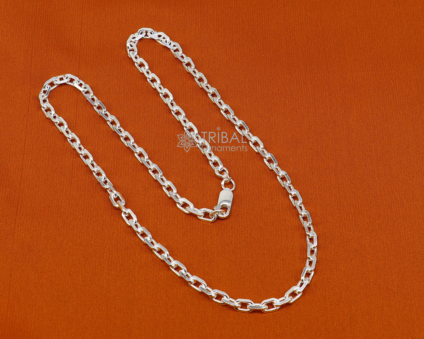 20" 5mm 925 Sterling silver handmade fabulous vintage look Rolo chain unisex gifting necklace jewelry from india ch231 - TRIBAL ORNAMENTS