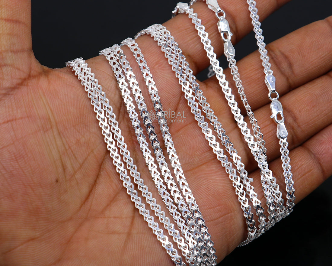 3mm 18"/20" solid 925 sterling silver handmade modern trendy design wheat chain necklace giving it a distinctive and stylish look ch234 - TRIBAL ORNAMENTS