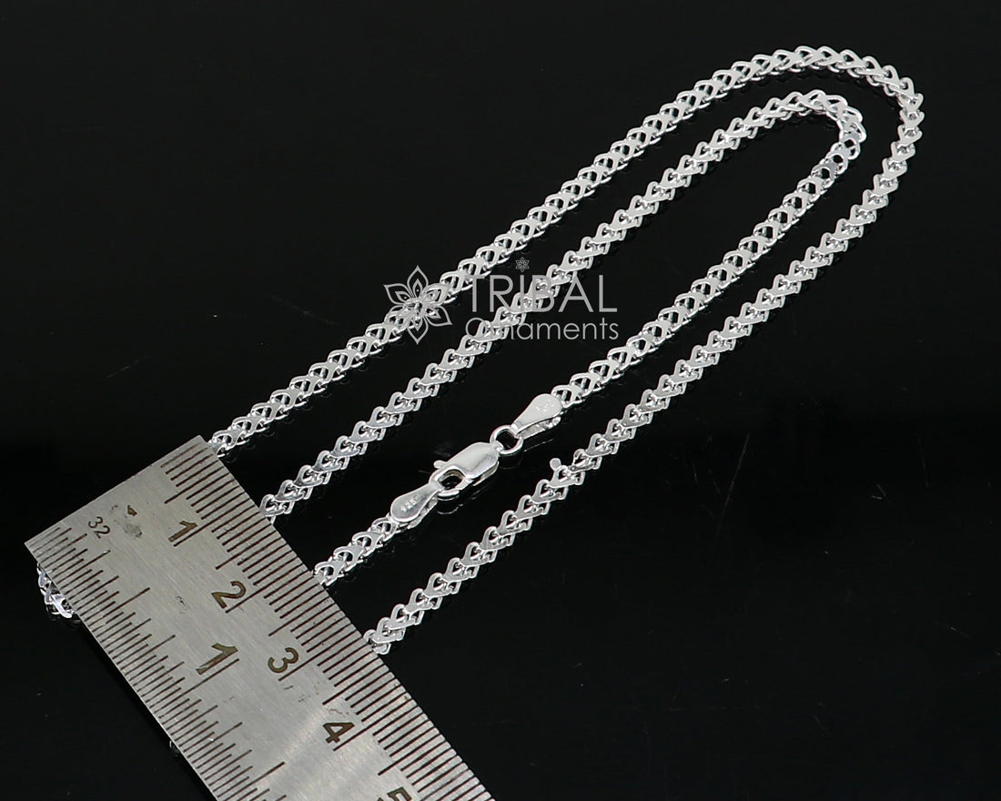 3mm 18"/20" solid 925 sterling silver handmade modern trendy design wheat chain necklace giving it a distinctive and stylish look ch234 - TRIBAL ORNAMENTS