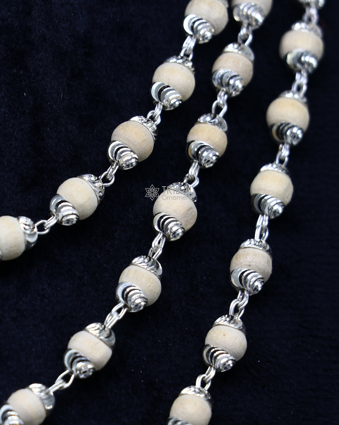 54" 108 Beads 925 Sterling silver handmade basil rosary beads chain necklace, best meditation or mantra chanting chain necklace ch237 - TRIBAL ORNAMENTS