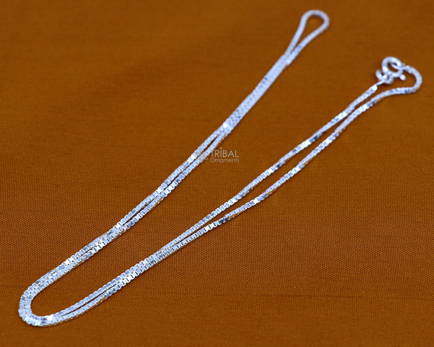 18" 1mm 925 sterling silver handmade unique trendy style box chain necklace excellent gifting jewelry for men's women's chain ch238 - TRIBAL ORNAMENTS