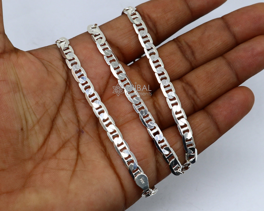 20" OR 24"  5.5MM 925 sterling silver handmade solid fancy stylish silver chain necklace Nawabi chain best gifting jewelry from India ch239 - TRIBAL ORNAMENTS