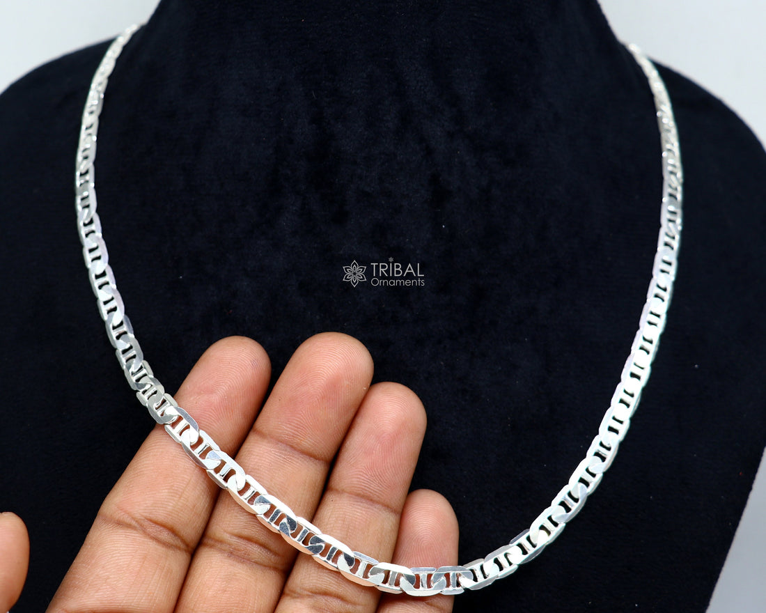 20" OR 24"  5.5MM 925 sterling silver handmade solid fancy stylish silver chain necklace Nawabi chain best gifting jewelry from India ch239 - TRIBAL ORNAMENTS