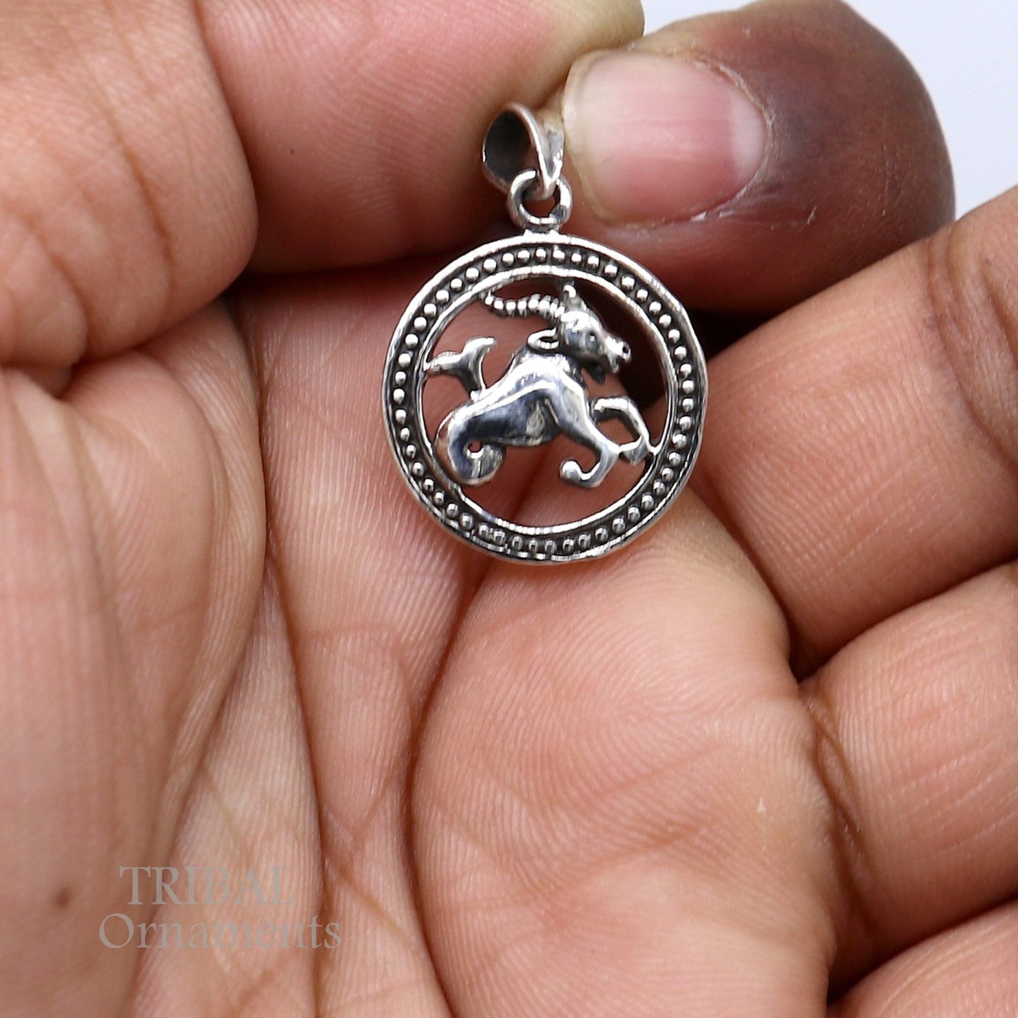 Zodiac sign Capricorn symbol pendant 925 sterling silver unique Design horoscope Makar Rashi symbol pendant best ethnic jewelry nsp575 - TRIBAL ORNAMENTS