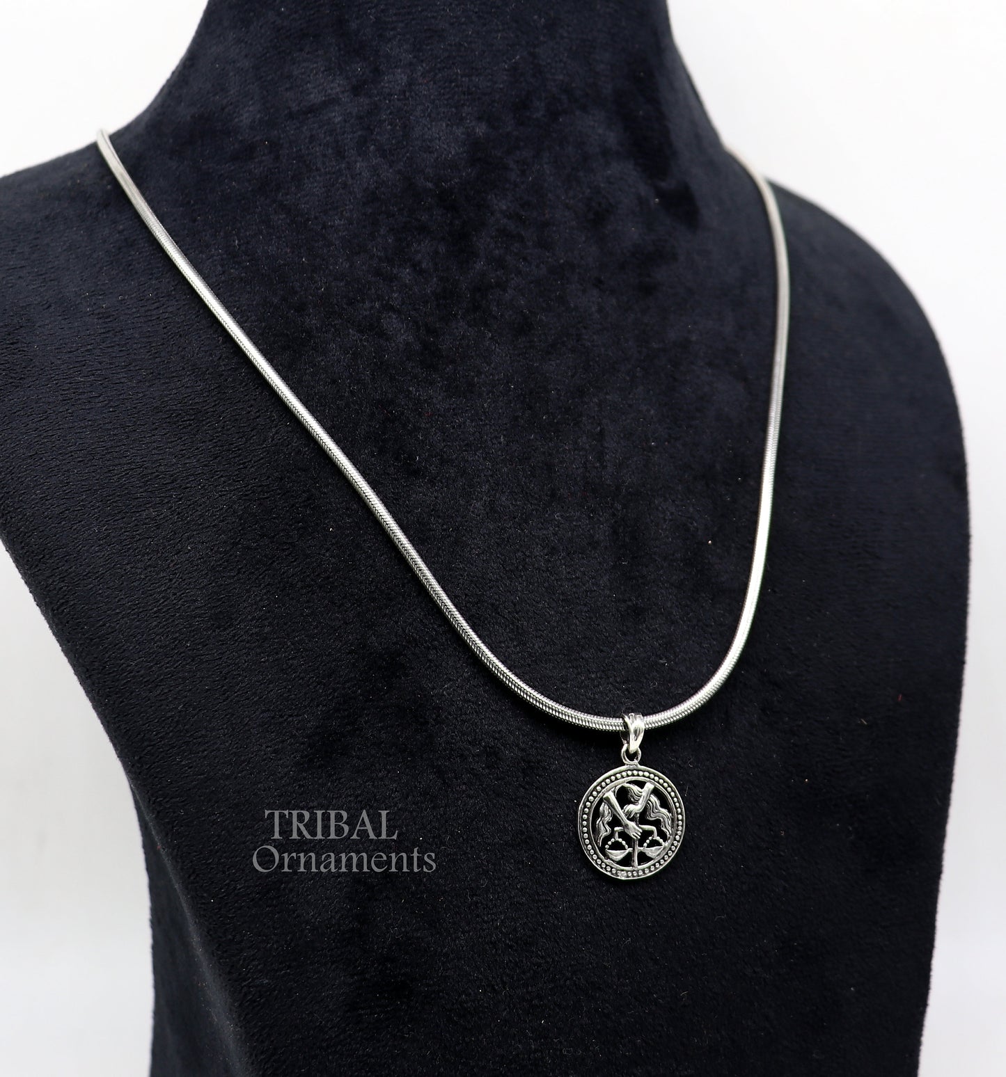 Modern trendy Zodiac sign Capricorn symbol pendant 925 sterling silver unique Design horoscope "Tula Rashi" pendant best jewelry nsp576 - TRIBAL ORNAMENTS