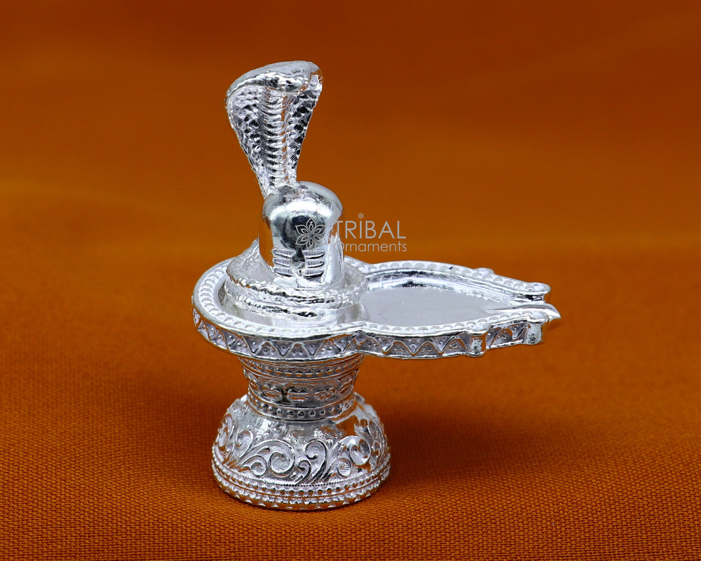 1.5" 925 sterling silver handmade small solid  Divine Lord Shiva lingam stand, silver Shivling puja article for wealth and prosperity art598 - TRIBAL ORNAMENTS