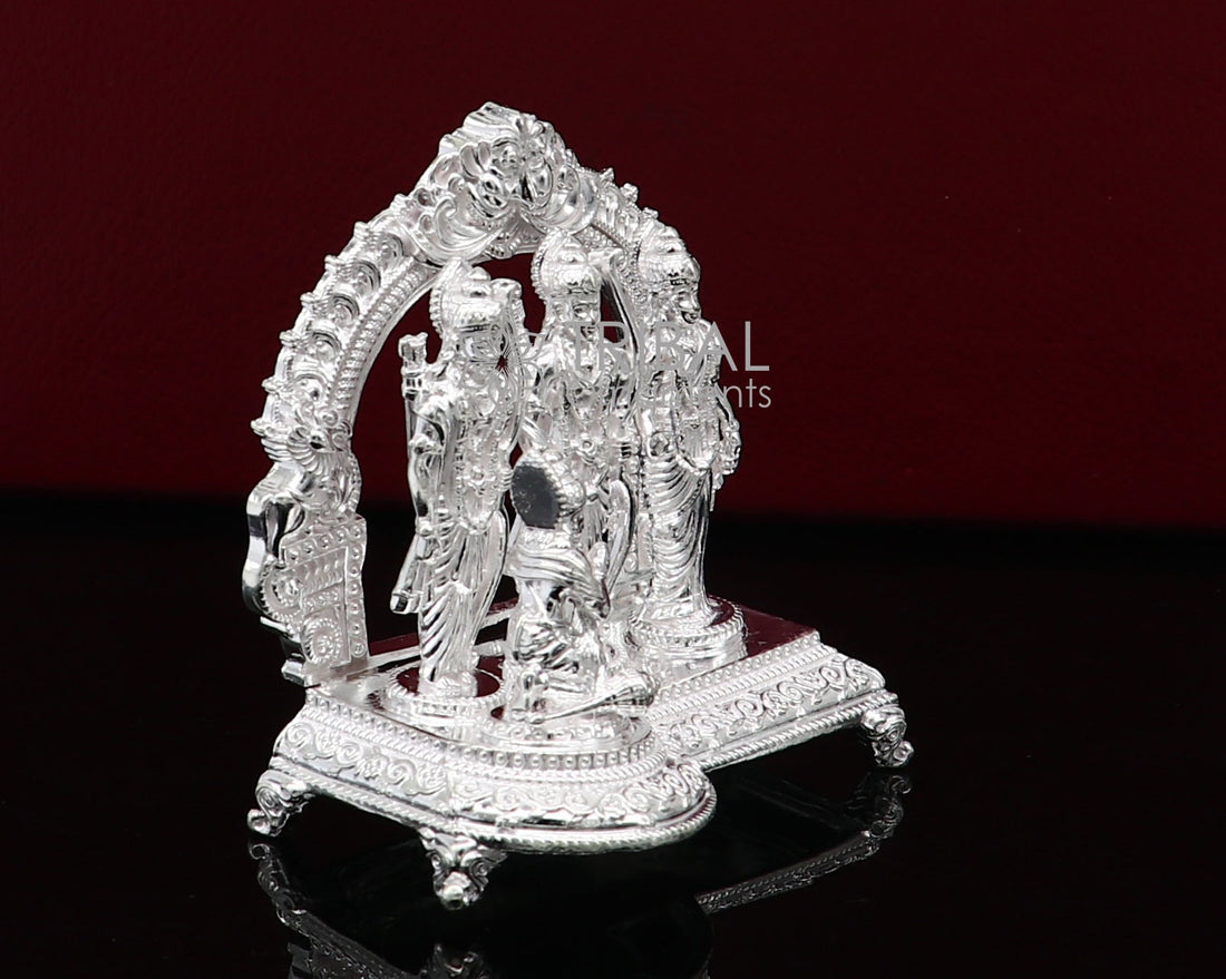 925 sterling silver handmade Divine Hindu god Rama Laxman seeta and Hanuman blessing Statue, Ram Darbar Divine figurine puja article art603 - TRIBAL ORNAMENTS