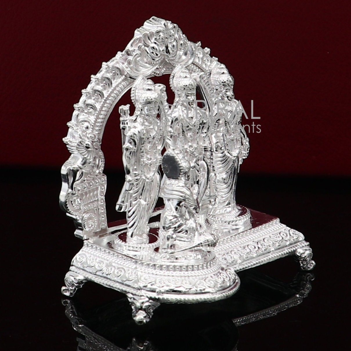 925 sterling silver handmade Divine Hindu god Rama Laxman seeta and Hanuman blessing Statue, Ram Darbar Divine figurine puja article art603 - TRIBAL ORNAMENTS