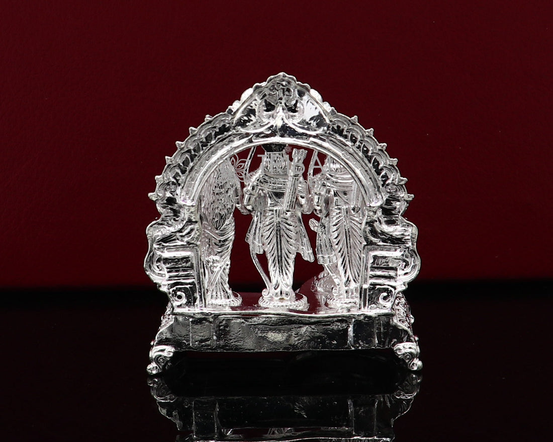925 sterling silver handmade Divine Hindu god Rama Laxman seeta and Hanuman blessing Statue, Ram Darbar Divine figurine puja article art603 - TRIBAL ORNAMENTS