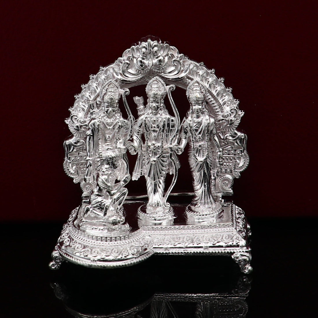 925 sterling silver handmade Divine Hindu god Rama Laxman seeta and Hanuman blessing Statue, Ram Darbar Divine figurine puja article art603 - TRIBAL ORNAMENTS