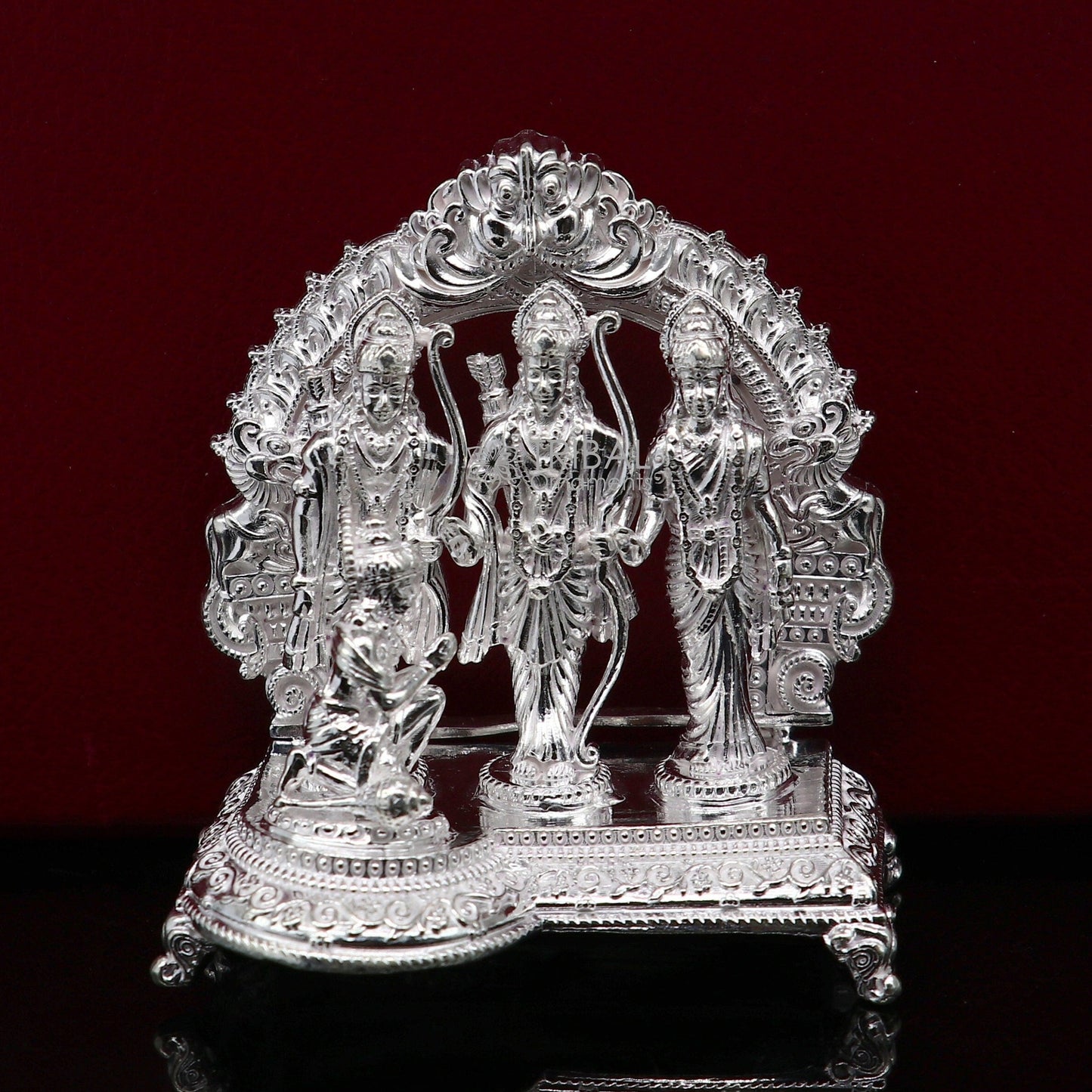 925 sterling silver handmade Divine Hindu god Rama Laxman seeta and Hanuman blessing Statue, Ram Darbar Divine figurine puja article art603 - TRIBAL ORNAMENTS