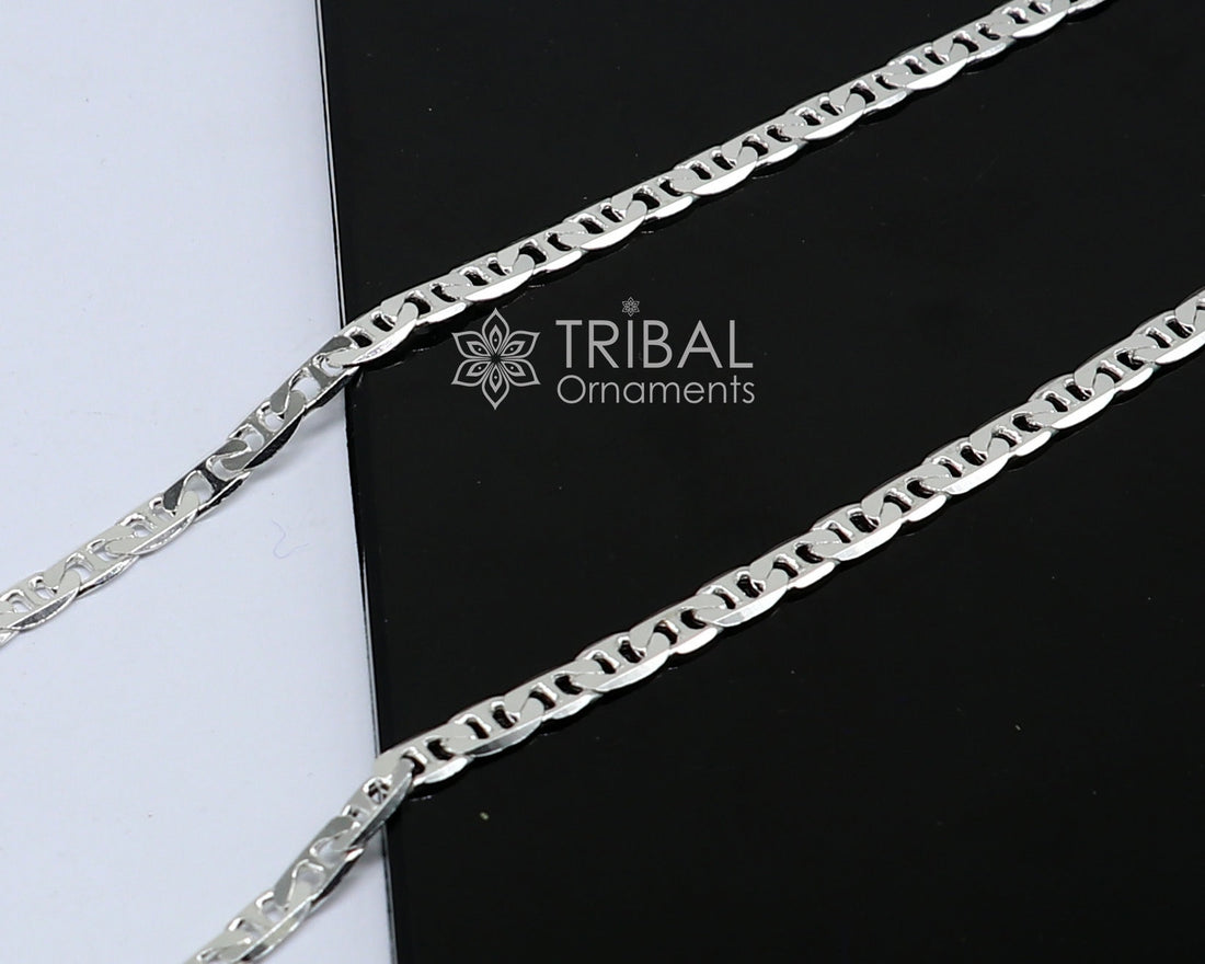 24" 4MM 925 sterling silver handmade solid fancy stylish silver chain necklace Nawabi chain best gifting jewelry from India ch243 - TRIBAL ORNAMENTS