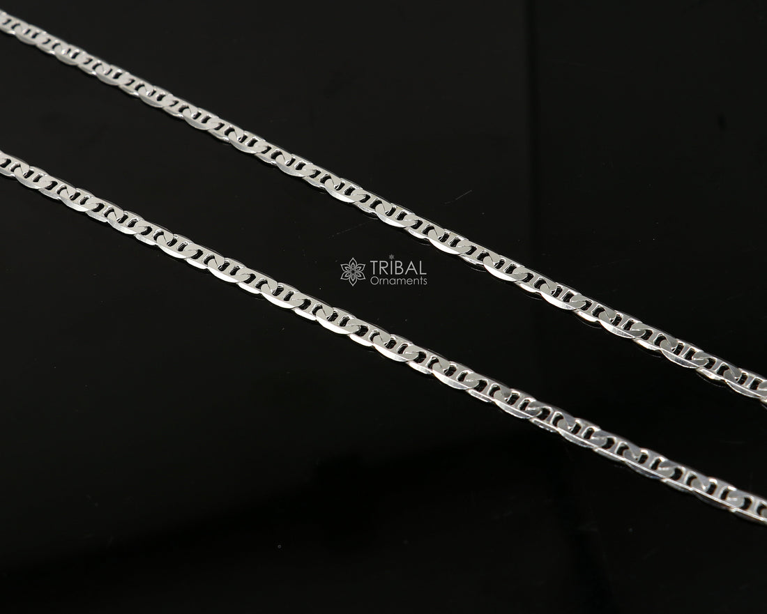 24" 4MM 925 sterling silver handmade solid fancy stylish silver chain necklace Nawabi chain best gifting jewelry from India ch243 - TRIBAL ORNAMENTS