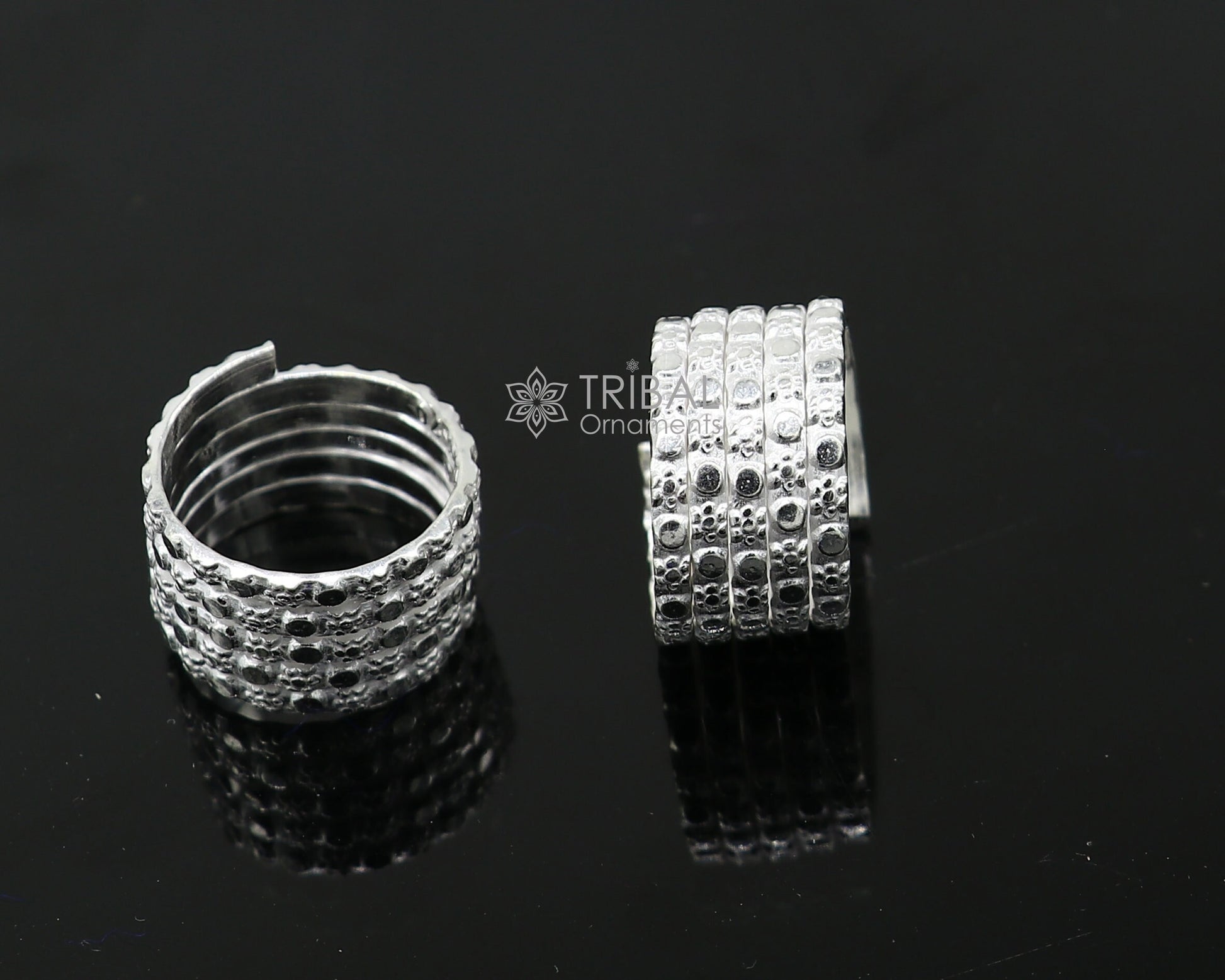 Indian Ethnic style handmade solid silver spiral design toe rings pair, excellent tribal customized belly dance hippie & boho jewelry ntr85 - TRIBAL ORNAMENTS