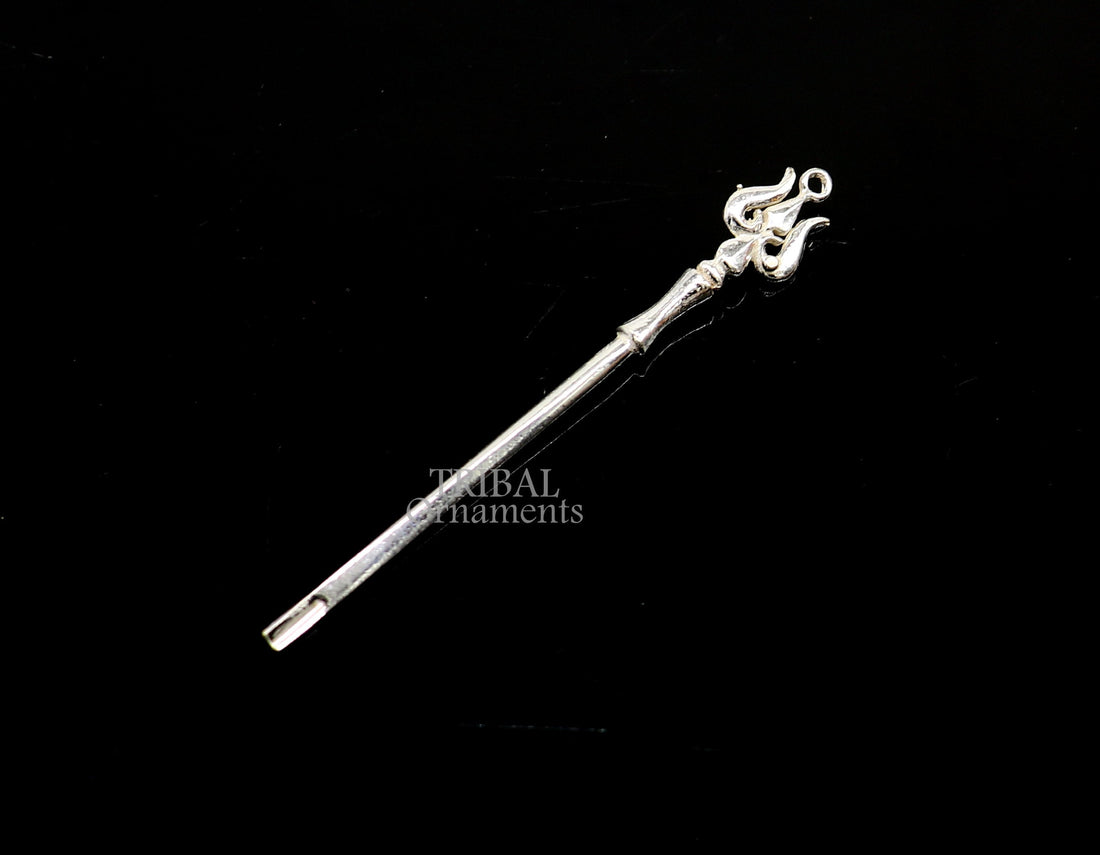 3" inches long handmade solid sterling silver Trident design kum kum sticks, Sindur stick, brides vintage style brides gift su1027 - TRIBAL ORNAMENTS