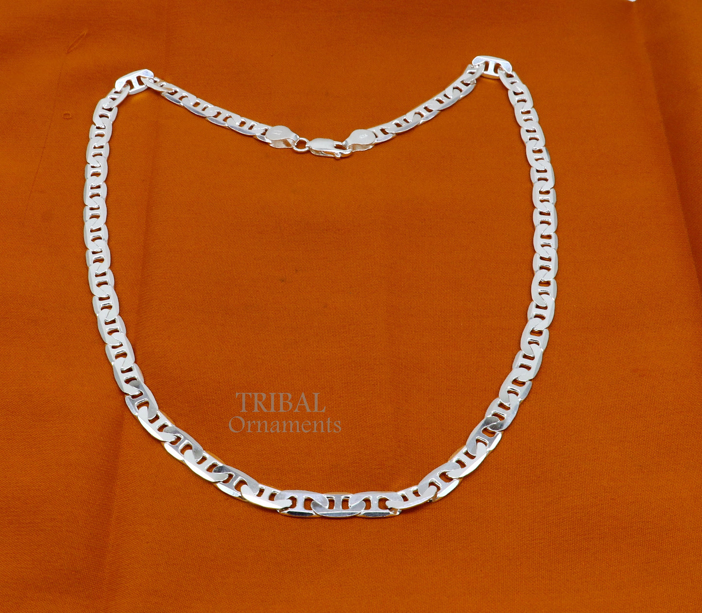 6mm 20" solid 925 sterling silver  handmade modern trendy design unique fancy chain necklace, best gifting unisex jewelry India ch218 - TRIBAL ORNAMENTS