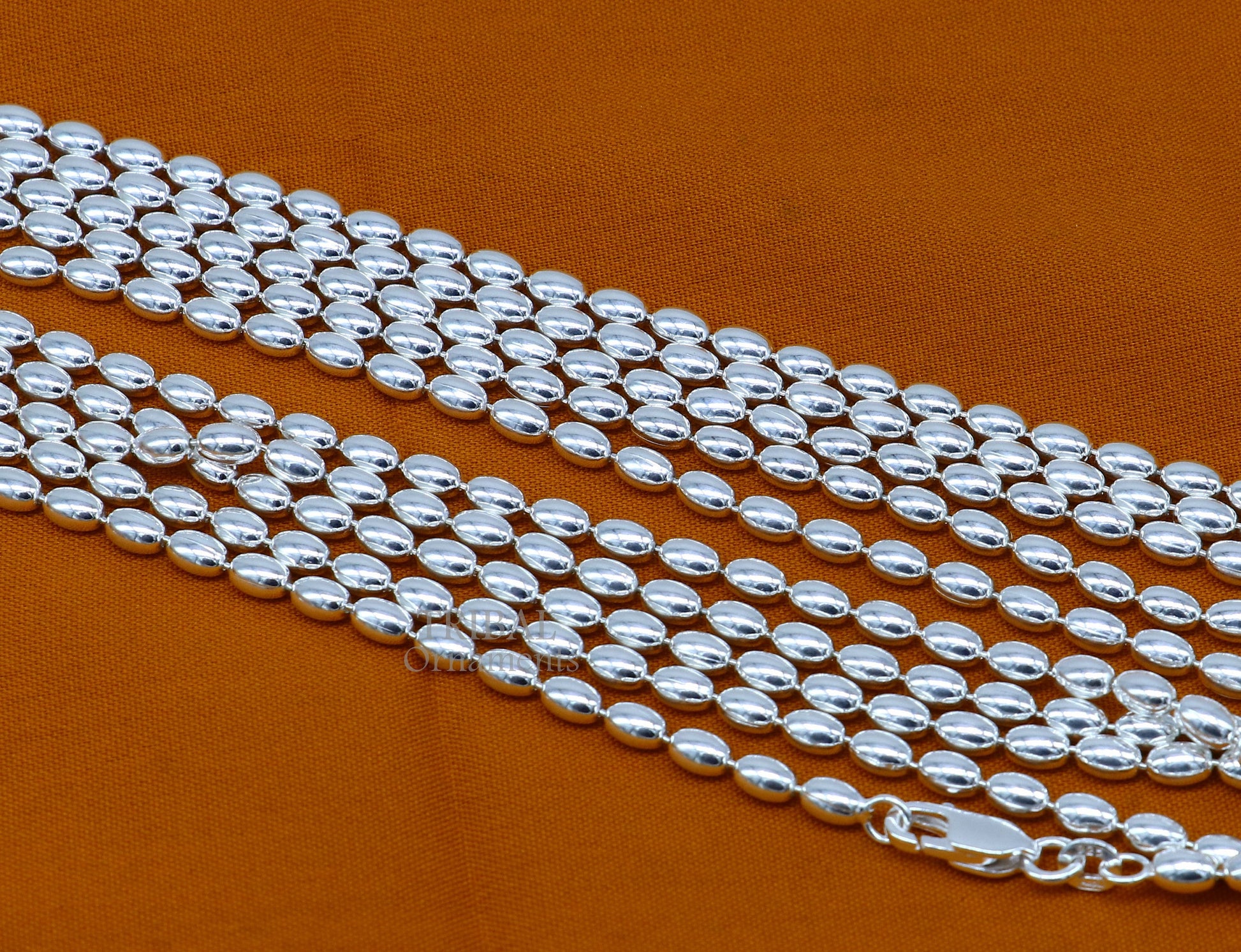 3MM 925 sterling silver handmade delicate trendy fancy beaded chain necklace baht chain for captivating beauty and graceful movement CH220 - TRIBAL ORNAMENTS