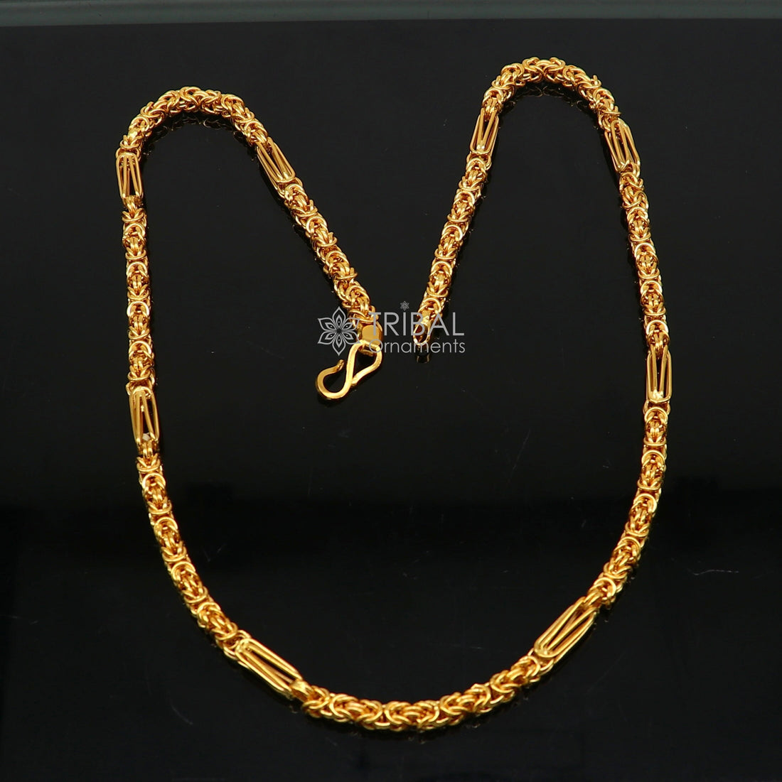 22kt yellow gold handmade fabulous modern trendy unique design certified gold byzantine luxury chain necklace unisex gifting jewelry gch573 - TRIBAL ORNAMENTS