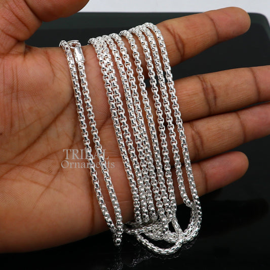 3mm 925 sterling silver handmade amazing stylish delicate solid Rolo high quality chains necklace, best gifting unisex necklace chain ch223 - TRIBAL ORNAMENTS