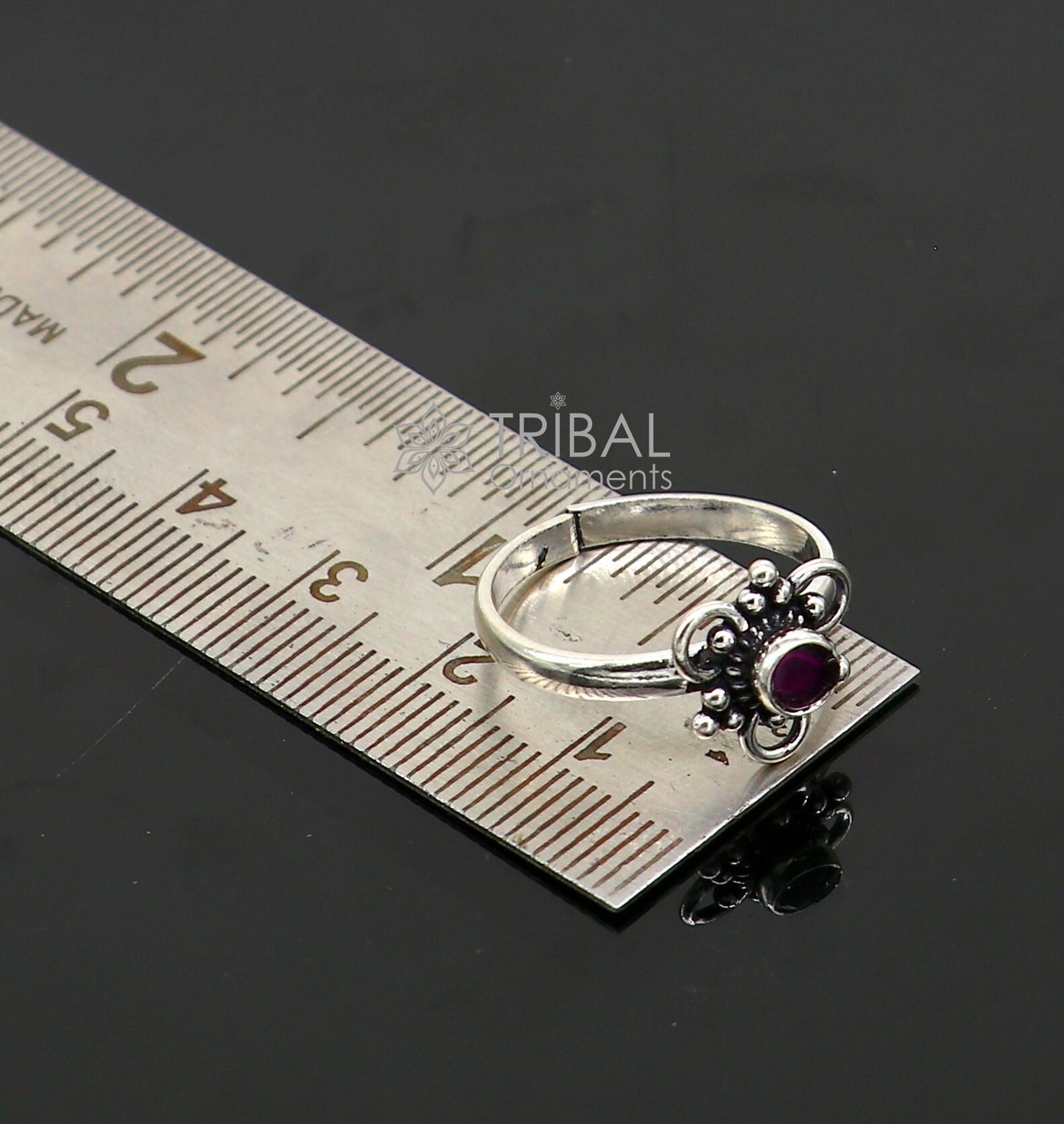 925 sterling silver adjustable size toe ring band red stone tribal belly dance ethnic cultural  jewelry from india ntr90 - TRIBAL ORNAMENTS